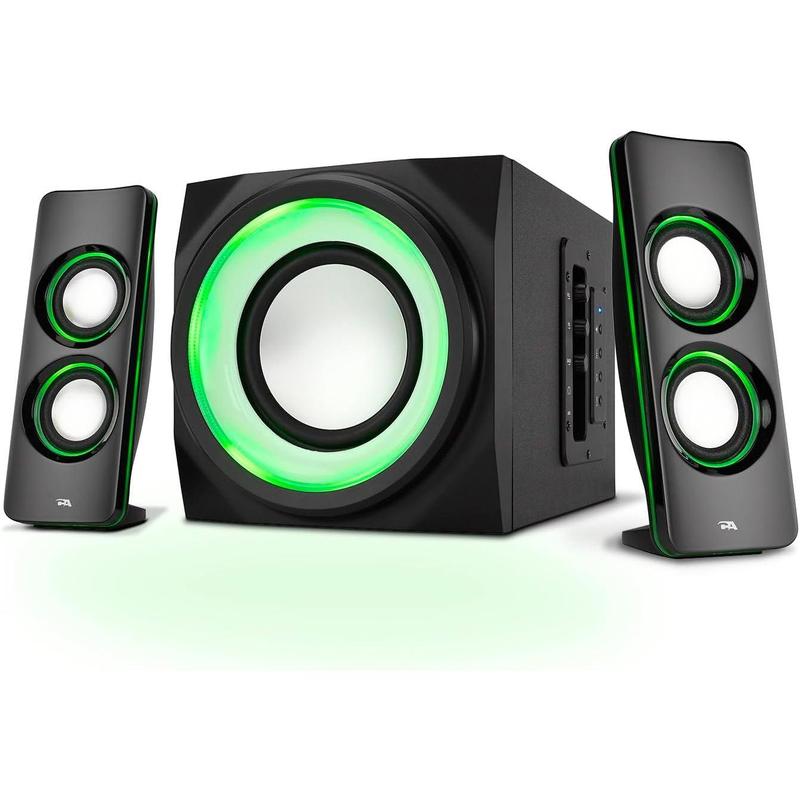 CA-SP34BT  Speakers with LED Lights  The  Gaming, Movie, Party, Multimedia 2.1 Subwoofer Speaker System, Black