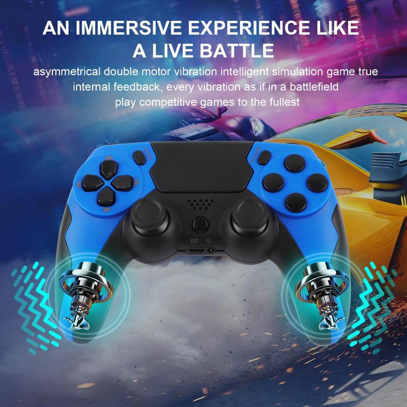 Fall GAMINJA Wireless Controller for Fall Gift, BT Wireless Controller for PS4 PS4 Slim PS4 Pro PC, Multifunctional Game Controller with Touchpad & Triangle Board Light, Men Gifts, Gaming Accessories