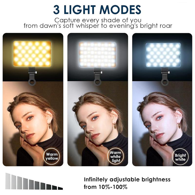 Portable Selfie Light, USB Rechargeable LED Clip for iPhone Android, Phone Tablet Camera Fill Light for Vlogging, Live Streaming, Makeup, Fall & Zoom Calls