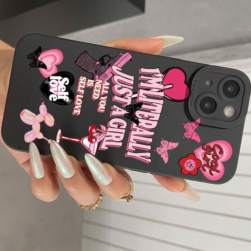 Cartoon Letter Pattern Phone Case, Anti-drop Cellphone Protective Case, Total Protective Shockproof Mobile Phone Cover for iPhone 11 12 13 14 15 Pro Max