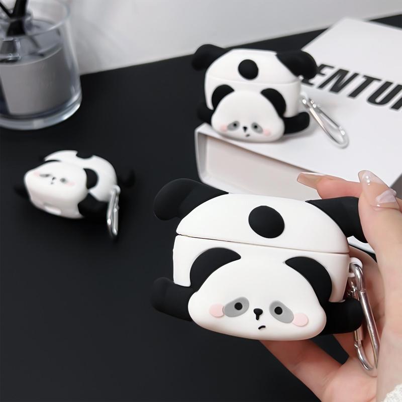 Cute Panda Design Silicone Earphone Case, 1 Count Earphone Protective Cover, Earphone Accessories Compatible with AirPods 1 2 3 4 pro pro2