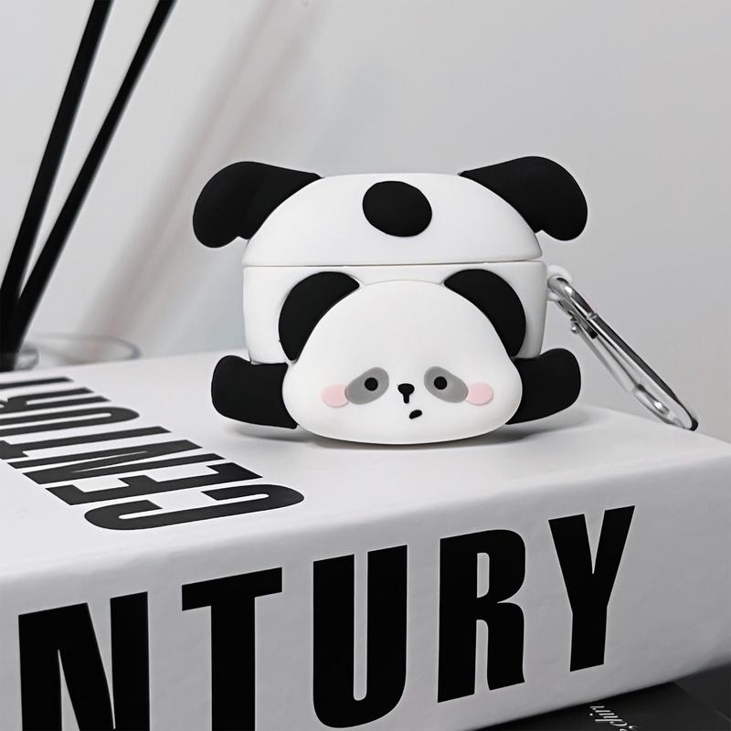 Cute Panda Design Silicone Earphone Case, 1 Count Earphone Protective Cover, Earphone Accessories Compatible with AirPods 1 2 3 4 pro pro2