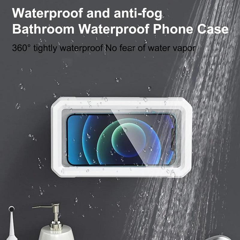 Phone Holder with Adjustable Opening Angles, Waterproof & Anti-fog Mirror Phone Case, Freely Retractable Phone Holder for Bathroom & Multiple Scenarios