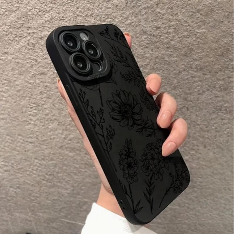 Floral Pattern Phone Case for Fall Gift, Shockproof Phone Protective Cover, Phone Accessory Compatible With iPhone 11 12 13 14 15 Pro Max