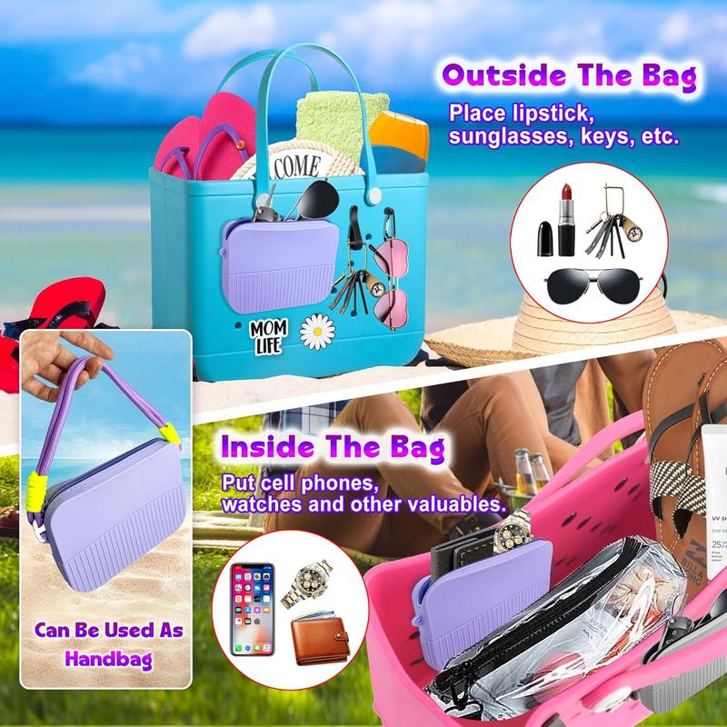 Silicone Phone Holder for Bogg Bag Accessories, Insert Wallet Charm Bogg Bag, Beach Accessories Compatible with iPhone & Android Phone, with 2 count Carabiners & 2 count Key Hooks & 2 count Charms