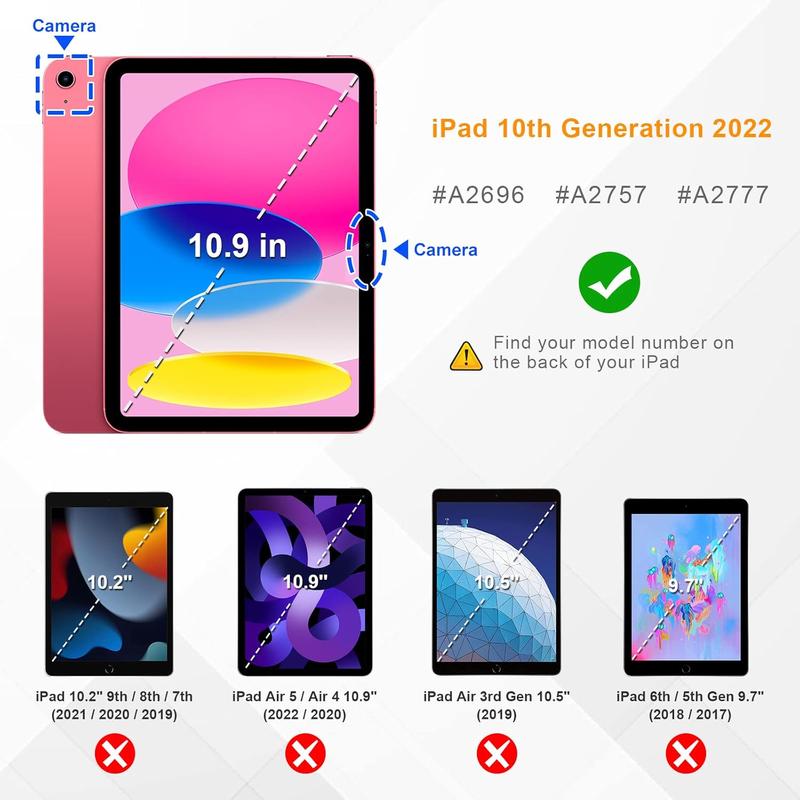 SlimShell Case for iPad 10th Generation 10.9 Inch Tablet (2022 Release) - Flexible Soft TPU Stand  Cover with Pencil Holder, Auto Sleep Wake, Composition Book Pink