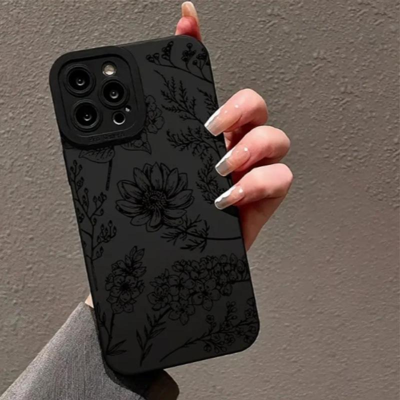 Floral Pattern Phone Case for Fall Gift, Shockproof Phone Protective Cover, Phone Accessory Compatible With iPhone 11 12 13 14 15 Pro Max