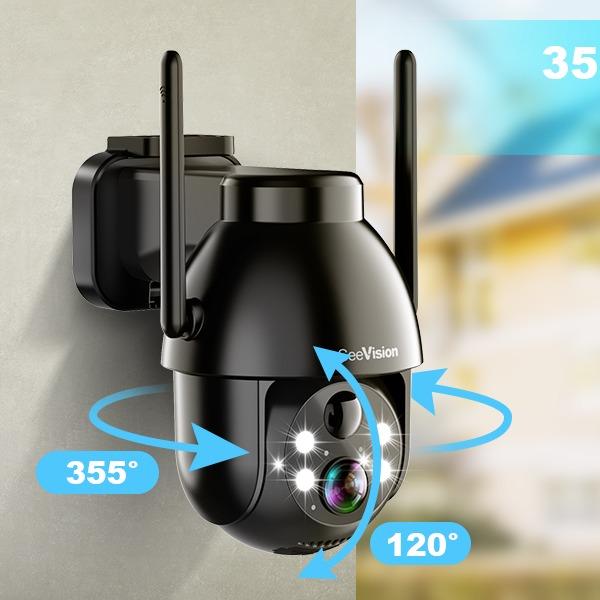 SeeVision Solar Wireless WiFi Security Outdoor Camera For Home with Spotlight, PIR Motion Detection, Color Night Vision, and Two-Way Talk