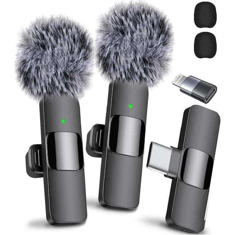 Wireless Microphone for Android, Lavalier Microphone for Video Recording - 2 Pack Mic Crystal Clear Recording with USB-C for Podcast Microphone, ASMR