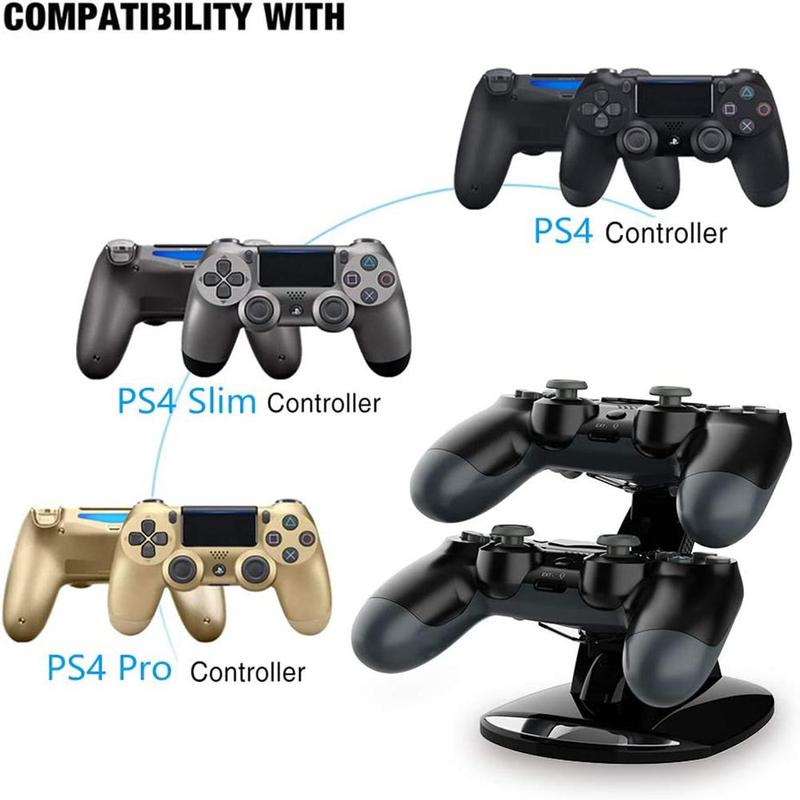 Dual USB Game Console Charging Stand For PS4 Gaming Controller with LED Light, 1 Count Durable Gaming Device Accessories Suitable for PS4 PS4 Pro PS4 Slim