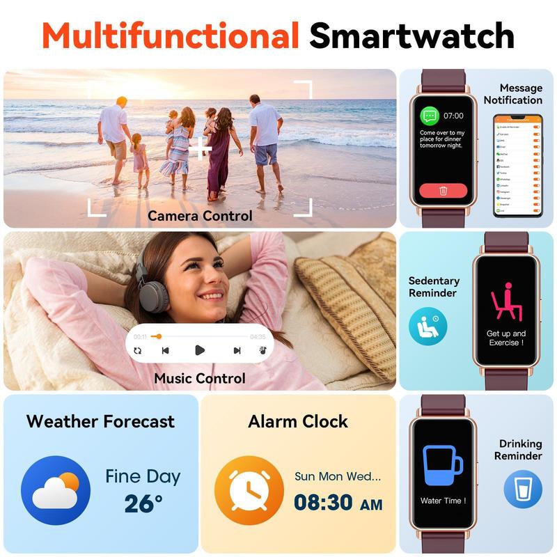 Multifunctional Smart Touch Screen Watch, Fashionable Digital Android Fitness Watch with Weather Forcast, Music Control, Waterproof Sports Watch for Women & Men