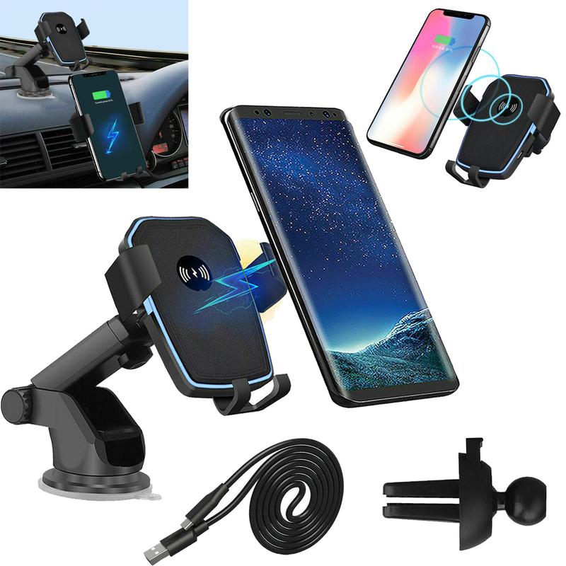 Car Mount Charger, Wireless Car Charger Fast Charging Phone Holder 2 in 1 Phone Mount for Air Vent Dashboard Compatible with iPhone Samsung