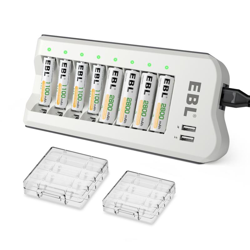 EBL Updated 808U Battery Charger with AA AAA Ni-MH Rechargeable Batteries