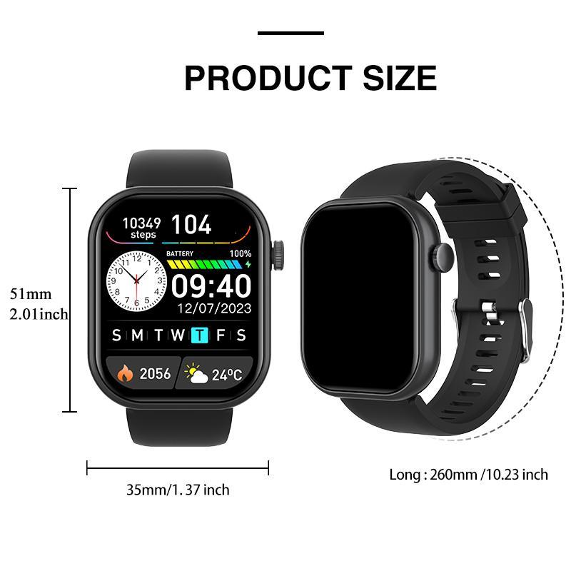 Multifunctional 2.01'' Smart Watch, Fashion Digital Watch with App & SMS Notifications, Sports Watch with Multiple Sports Modes for Women & Men