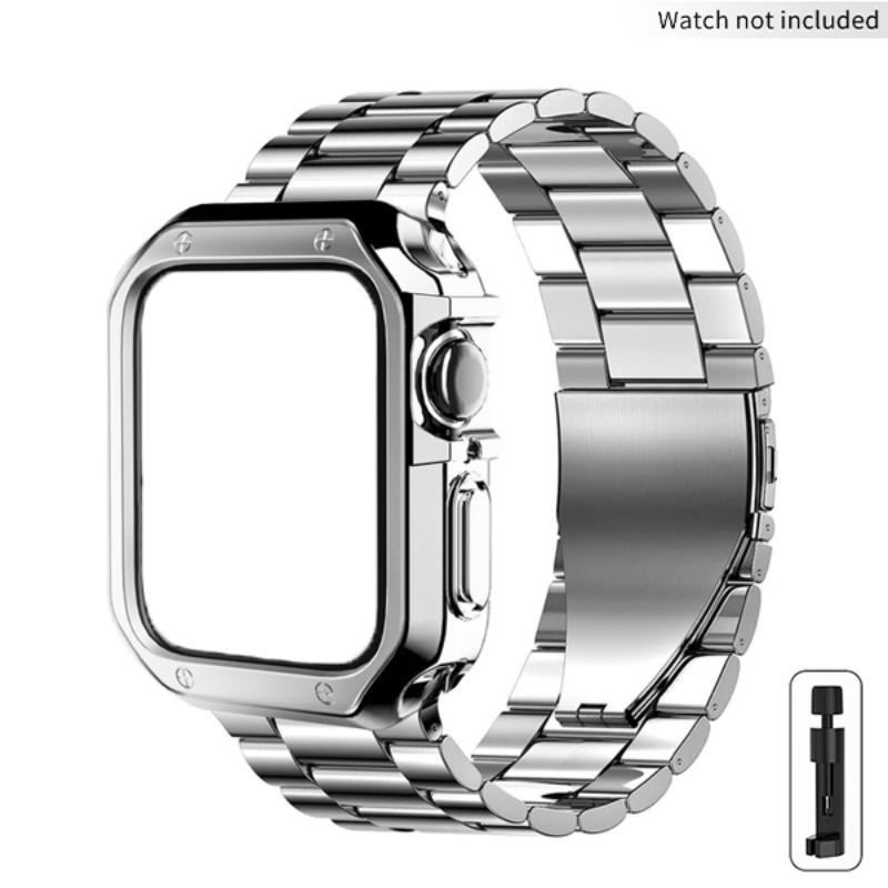 Stainless Steel Watch Band with Tool, Fashionable Watch Band for Women & Men, Replacement Watch Band for Apple Watch Bands 38mm to 49mm, Wearable Accessories, Smartwatch Band