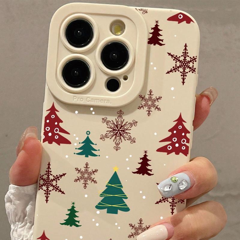 Christmas Tree Pattern Phone Case, Anti-drop Cellphone Protective Cover, Full Body Shockproof Mobile Phone Cover for iPhone Series, Smartphone Accessories