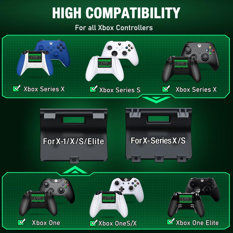 Controller Charger Station with 2x4320mWh Rechargeable Battery Pack for Xbox Series X S Xbox One X S Elite Controller with 4 Batteries Covers