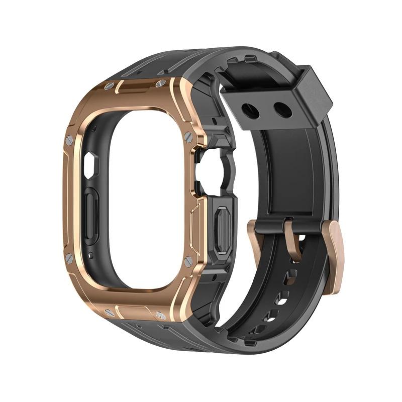 Case + strap band for Apple Watch ultra 2 49mm modification kit PC case sport rubber silicone Correa iWatch series ultra bracelet