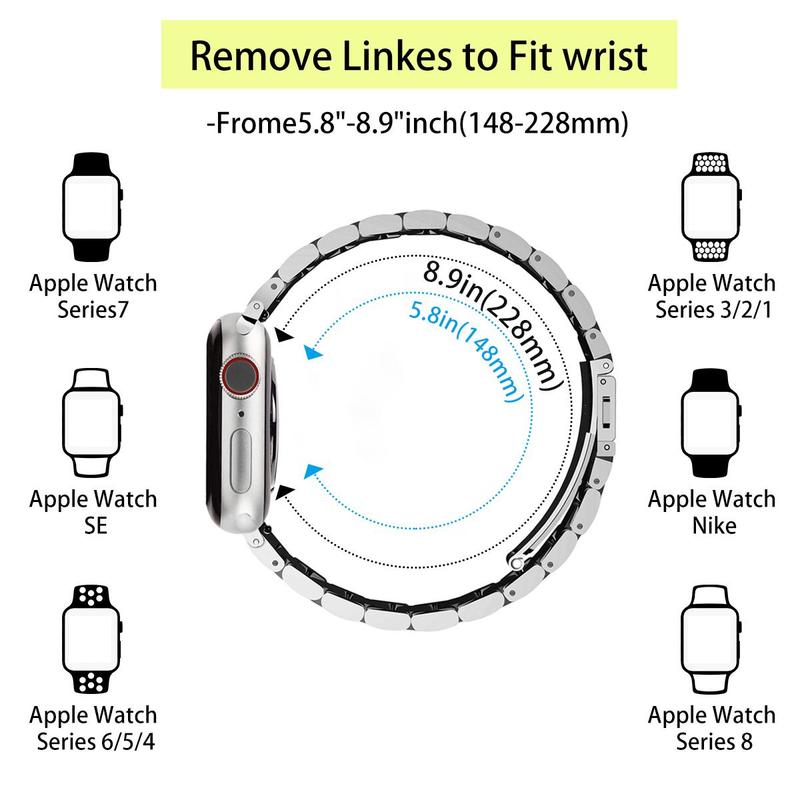 Stainless Steel Watch Band with TPU Watch Screen Protective Case, Lightweight Replacement Watch Band, Smart Watch Band Compatible with Apple Watch Series