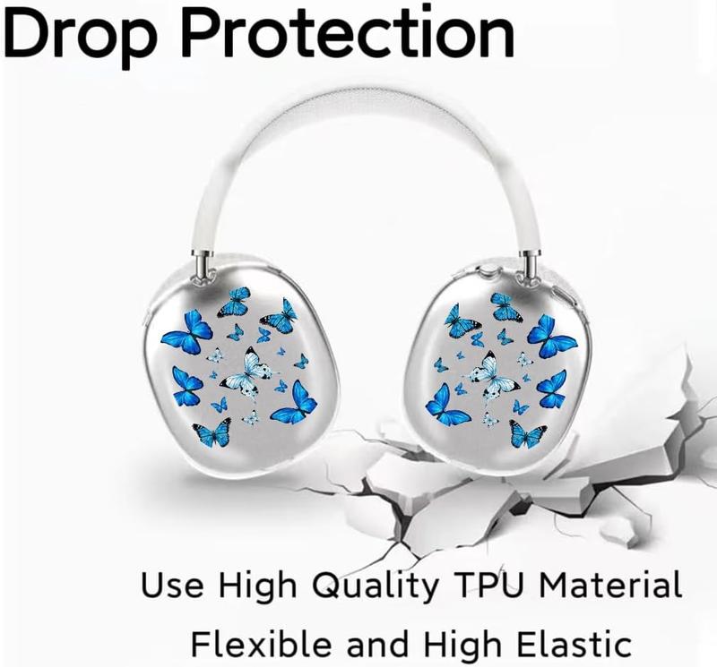 Compatible with AirPod Max Case Cover,Cute  Butterfly Cartoon Pattern Design Headphone Case,Clear TPU  Case Anti-Scratch Shockproof Protective for Airpod Max Case