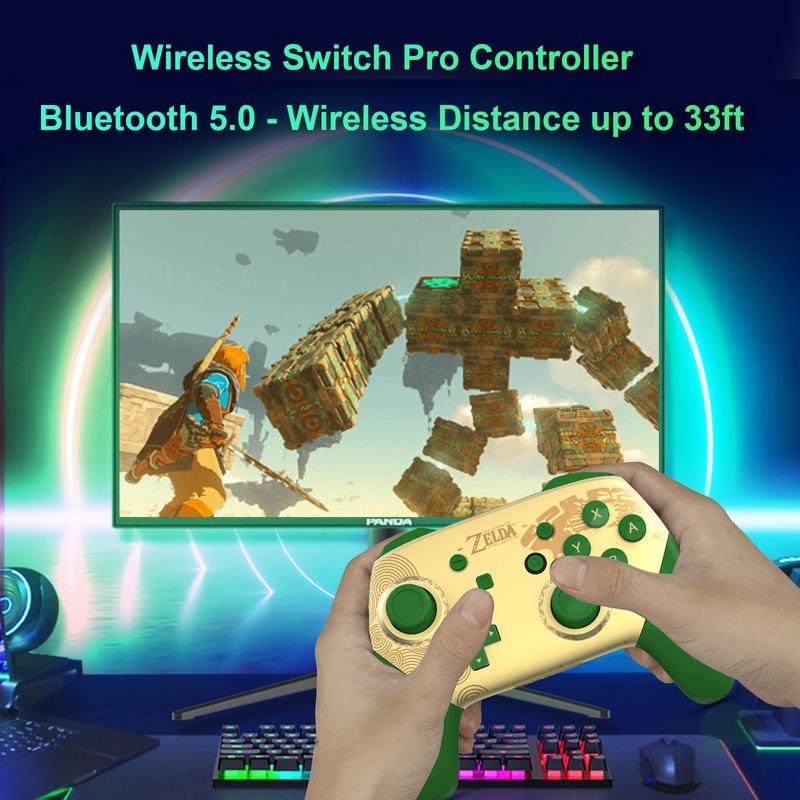 NFC Switch Pro Controller Compatible with Nintendo Switch OLED LITE Controller Supports NFC&Wake Up Function,Cool Gaming Accessories for Switch OLED LITE Console,LR Switch Controller,Screen Protector,Charger Dock and so on.