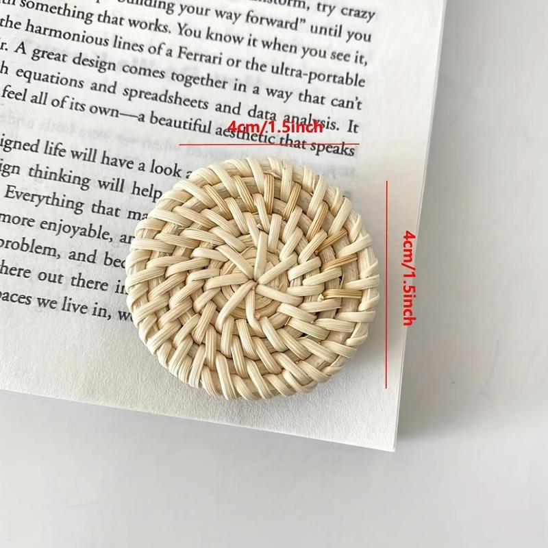 Straw Weave Design Phone Ring Holder, Anti-slip Phone Ring Stand, Direct Adhesive Phone Holder for Phone or Phone Case, Mobile Phone Accessories