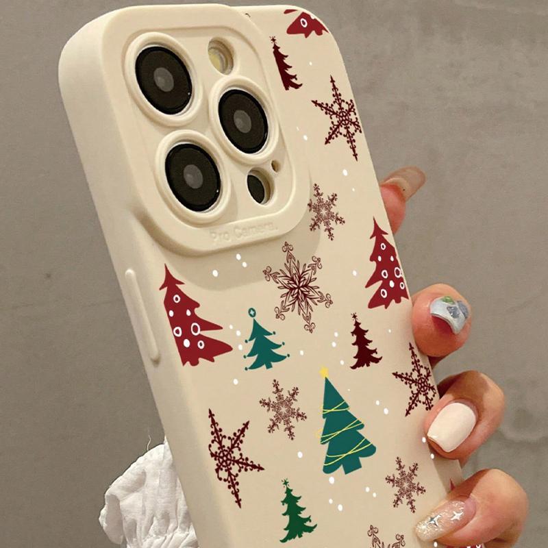 Christmas Tree Pattern Phone Case, Anti-drop Cellphone Protective Cover, Full Body Shockproof Mobile Phone Cover for iPhone Series, Smartphone Accessories