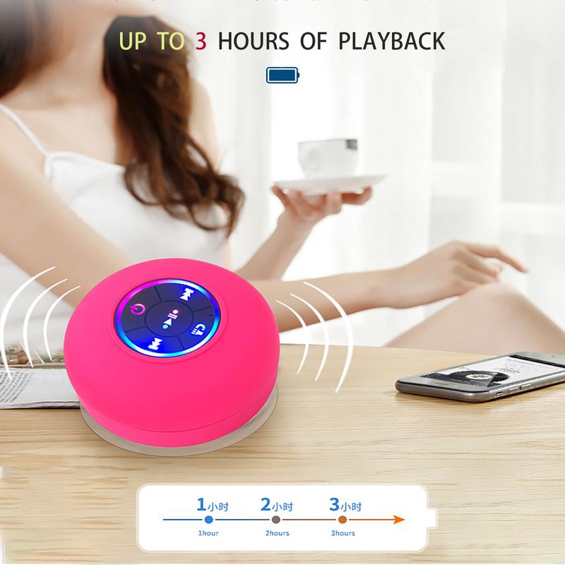 Portable mini Bluetooth shower speaker with variable LED lights, iPX4 waterproof, hands-free speaker, wireless stereo rechargeable, suitable for beaches, showers, and homes, a must-have for families Waterproof LED Speaker Mini Bluetooth waterproof speaker