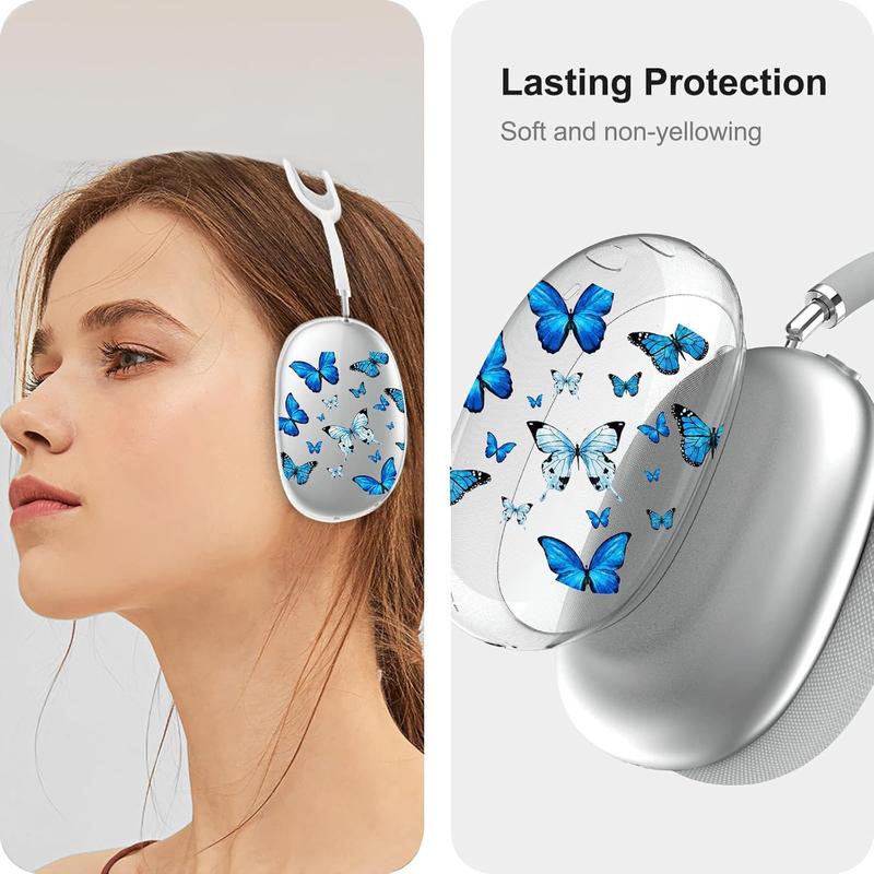 Compatible with AirPod Max Case Cover,Cute  Butterfly Cartoon Pattern Design Headphone Case,Clear TPU  Case Anti-Scratch Shockproof Protective for Airpod Max Case