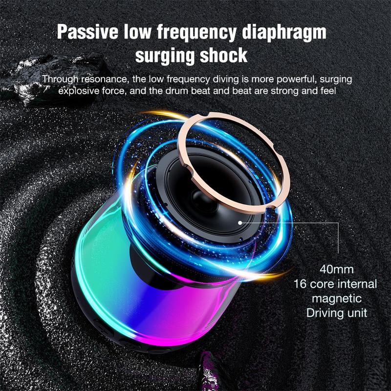 Magnetic Bluetooth Speaker, Wireless Phone Stand Gaming Speaker, IPX5 Waterproof for Shower, Outdoor, Golf, RGB Light, Portable Bluetooth-Compatible