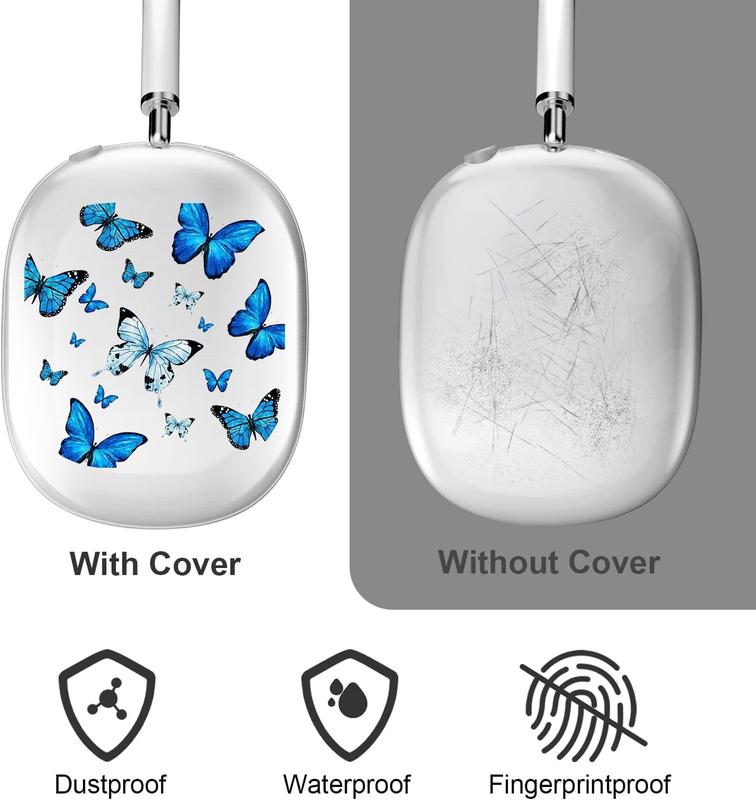 Compatible with AirPod Max Case Cover,Cute  Butterfly Cartoon Pattern Design Headphone Case,Clear TPU  Case Anti-Scratch Shockproof Protective for Airpod Max Case