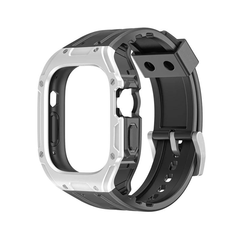 Case + strap band for Apple Watch ultra 2 49mm modification kit PC case sport rubber silicone Correa iWatch series ultra bracelet