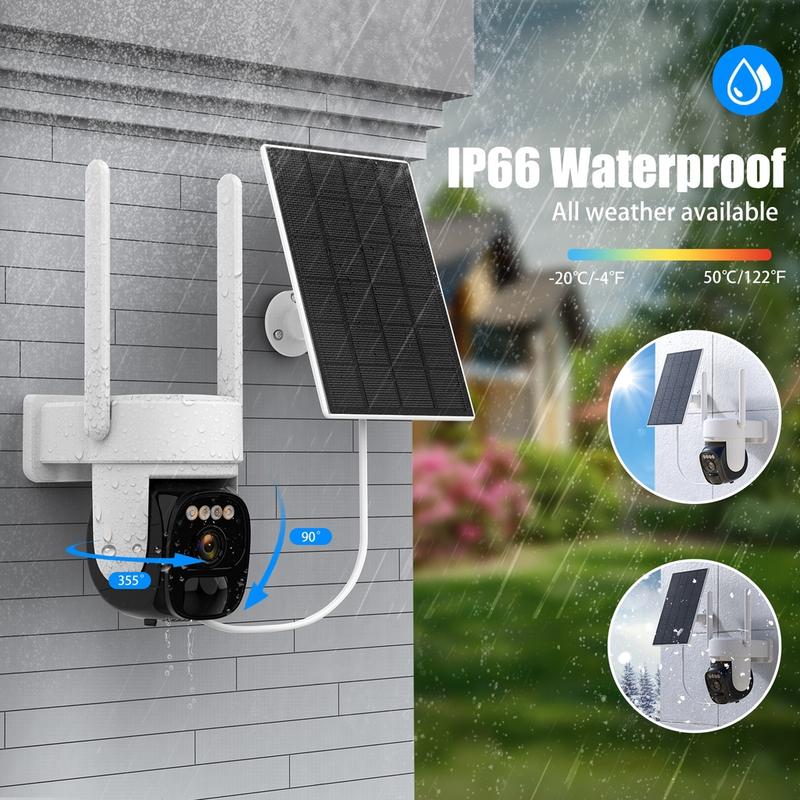 Hawkray 360° Low Power Solar Panel Battery 2K FHD WiFi Camera CCTV IP Security Cam