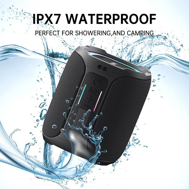 SoundBox Pro Bluetooth  waterproof Speaker with 20W Stereo Sound, Active Extra Bass, IPX7 , Bluetooth 5.0, TWS Pairing, Multi-Colors Lights, 20 Hrs Playtime, Speaker for Beach, Outdoor(Upgraded) Audio Smartphone  speaker waterproof