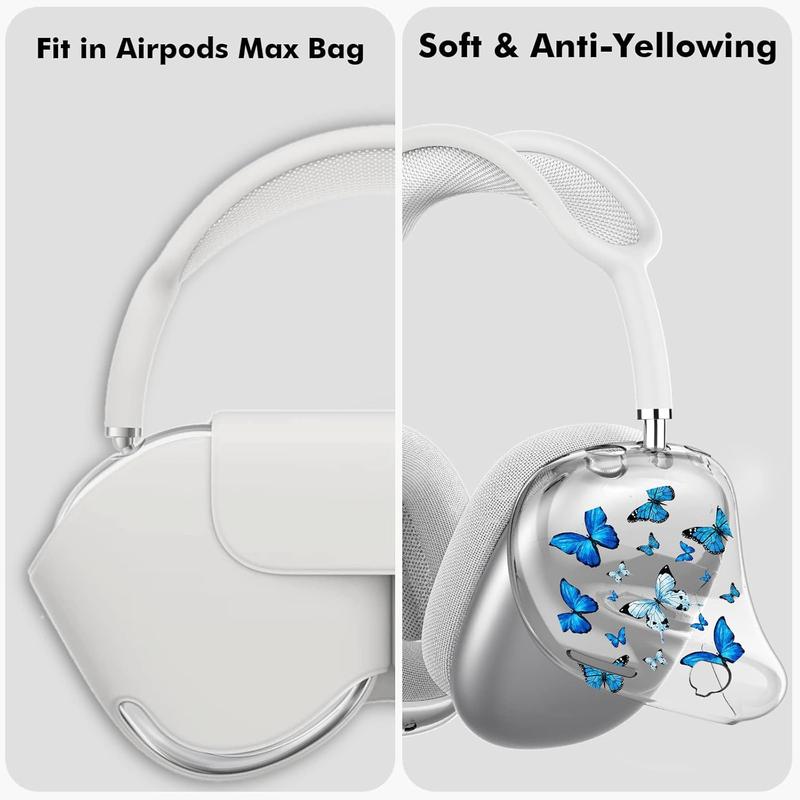 Compatible with AirPod Max Case Cover,Cute  Butterfly Cartoon Pattern Design Headphone Case,Clear TPU  Case Anti-Scratch Shockproof Protective for Airpod Max Case