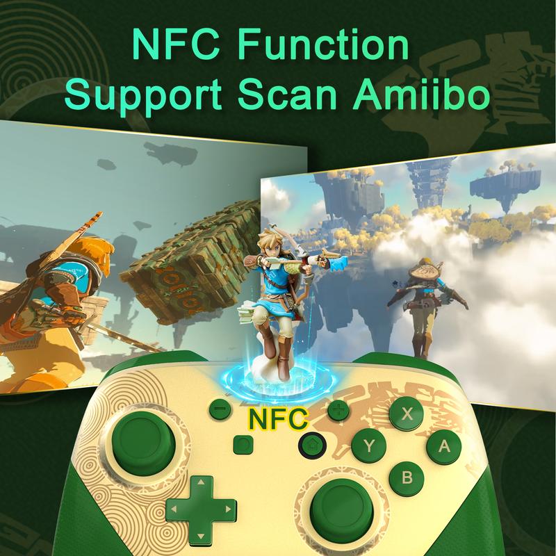 NFC Switch Pro Controller Compatible with Nintendo Switch OLED LITE Controller Supports NFC&Wake Up Function,Cool Gaming Accessories for Switch OLED LITE Console,LR Switch Controller,Screen Protector,Charger Dock and so on.