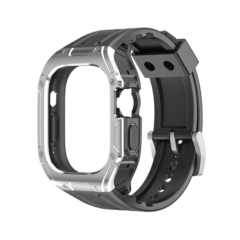 Case + strap band for Apple Watch ultra 2 49mm modification kit PC case sport rubber silicone Correa iWatch series ultra bracelet