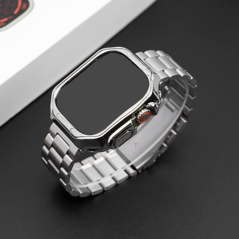 Stainless Steel Watch Band with Tool, Fashionable Watch Band for Women & Men, Replacement Watch Band for Apple Watch Bands 38mm to 49mm, Wearable Accessories, Smartwatch Band