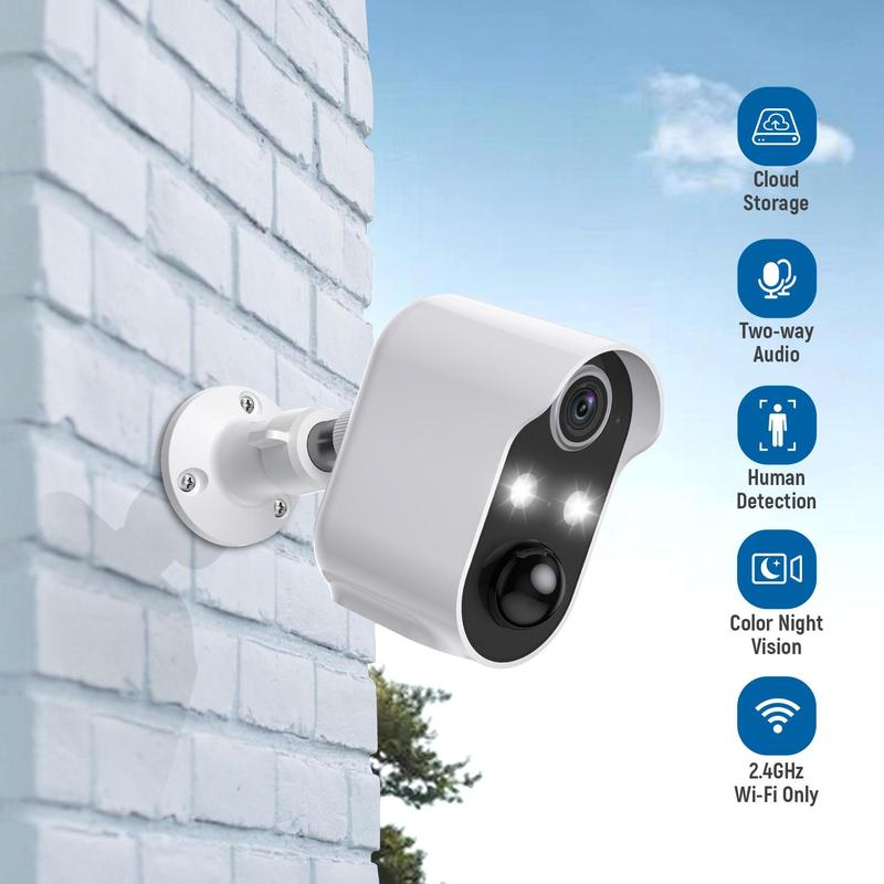 Security Cameras Wireless Outdoor, 1080P WiFi Waterproof Home Security Cameras with AI Human Detection, 2-way Talk, Spotlights Color Night-Vision, Remote Live View