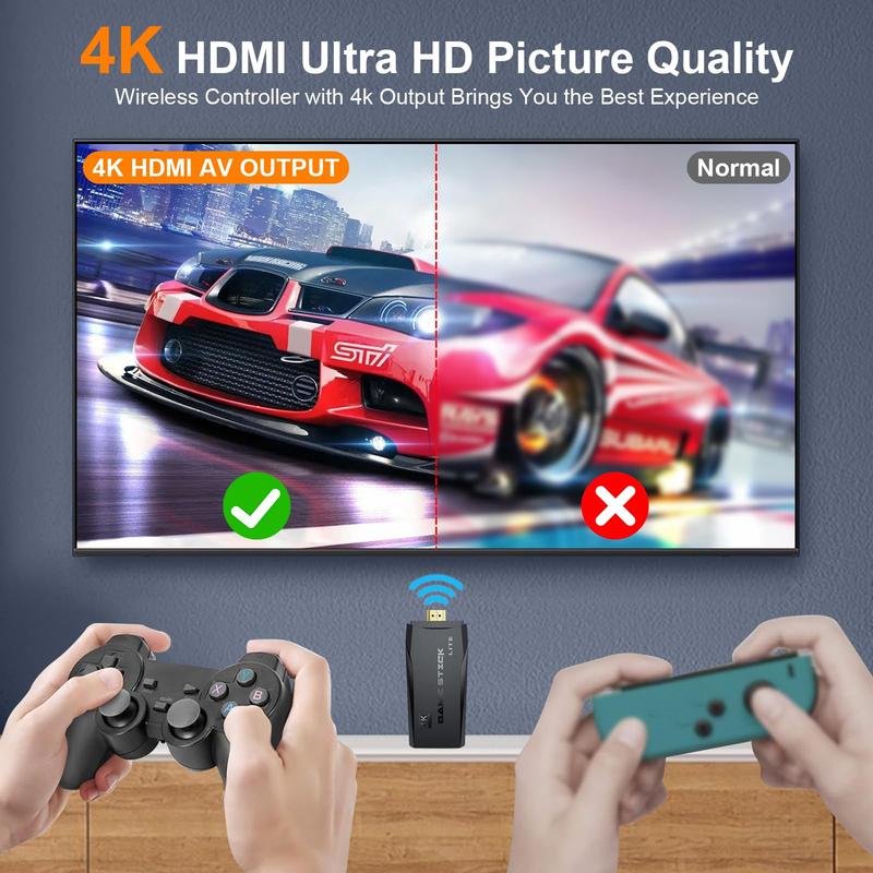 M8 PRO Console - Nostalgia Stick Gaming, 4K HDMl output, Plug and Play Video Gaming Stick Built-in 20000+ Gaming 2.4g wireless controller (64G) Home Retro Gaming Gaming Stick Cable Hdmi Orange Candle Christmas Gift