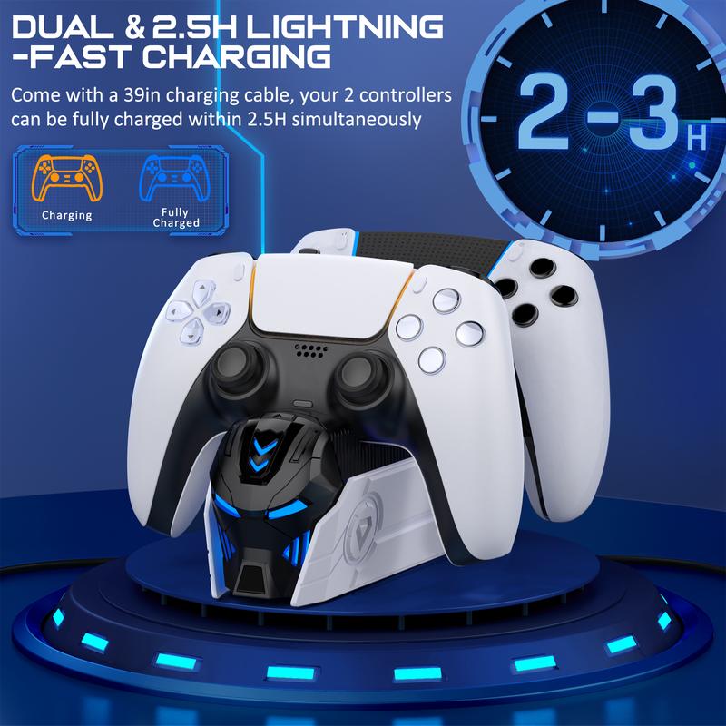 PS5 Controller Charger, BEBONCOOL Controller Charging Station for PlayStation 5 Controller, PS5 Accessories with LED Indicator Fast Charging Cable