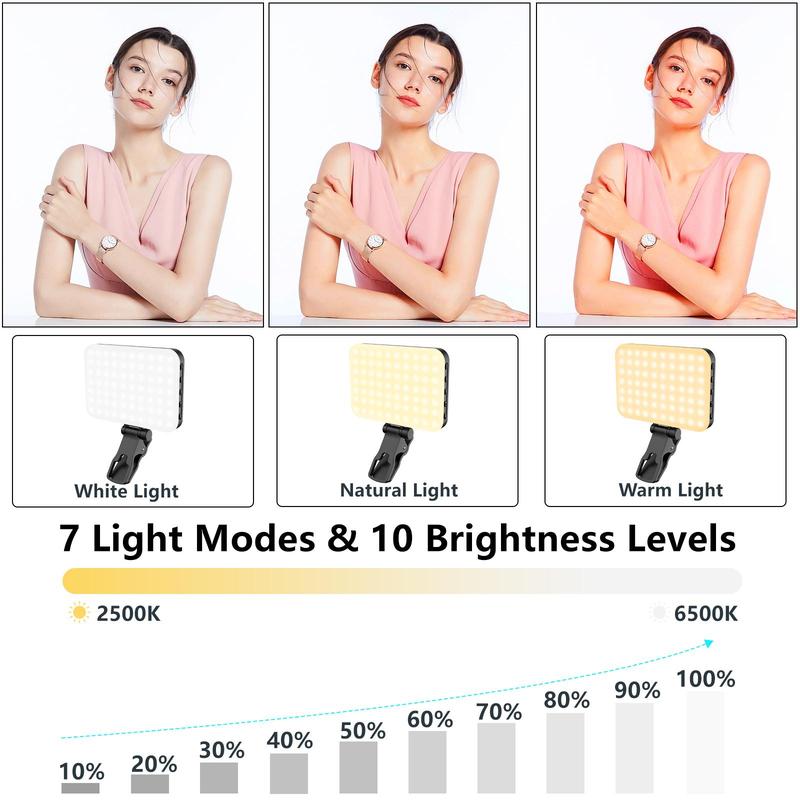 Front & Back Phone Clip Selfie Light for Fall Photography, 1 Set Rechargeable Camera Led Light, Adjustable 7 Light Mode Led Lamp for Phone, Tablet, Laptop, Camera, Vlogging Camera Accessories