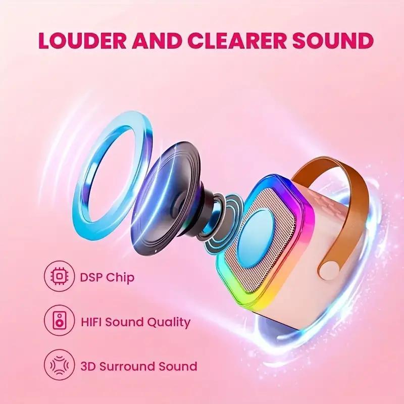 Portable Mini Karaoke Speaker with 2 Microphone, Wireless Outdoor Speaker, Home Singing Karaoke Wireless Speaker, Audio & Video Products