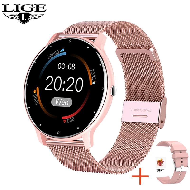 LIGE 2023 Smart watch Ladies Full touch Screen Sports Fitness watch IP67 waterproof Bluetooth For Android iOS Smart watch Female