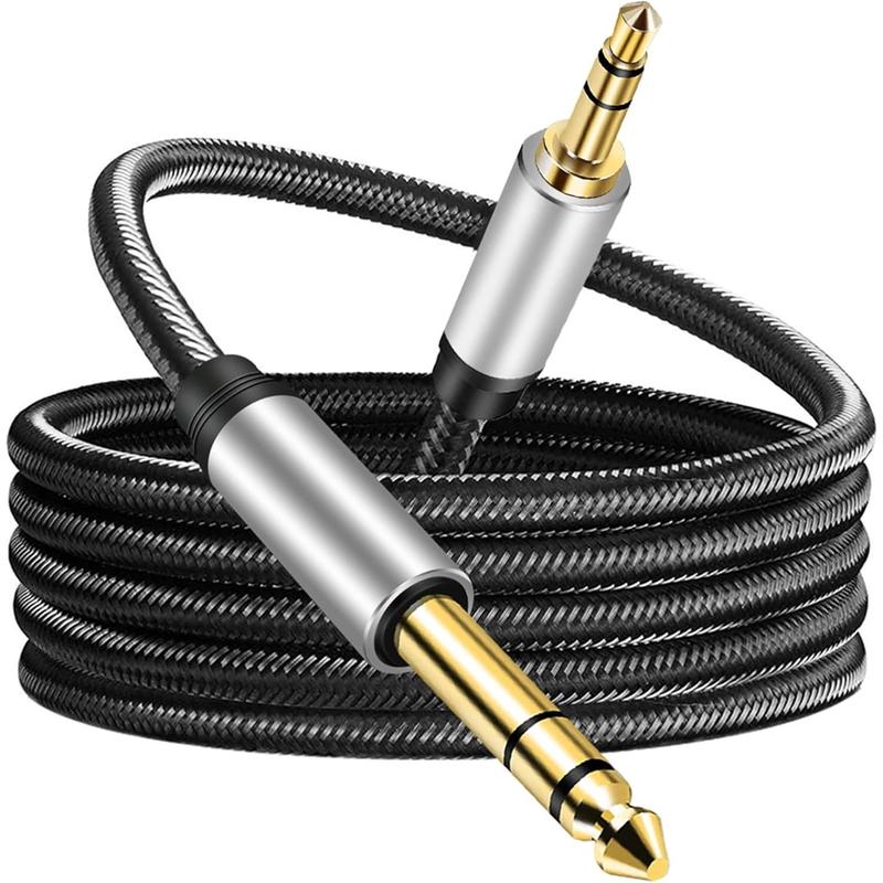 3.5mm to 6.35mm audio cable 6Ft, silver housing 3.5mm 1 8 