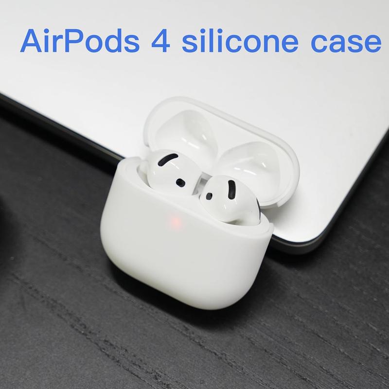 for AirPods 4th Case Cover, Soft   Full Protective Case Cover for Men and Women, Compatible with AirPods 4 with ANC, White