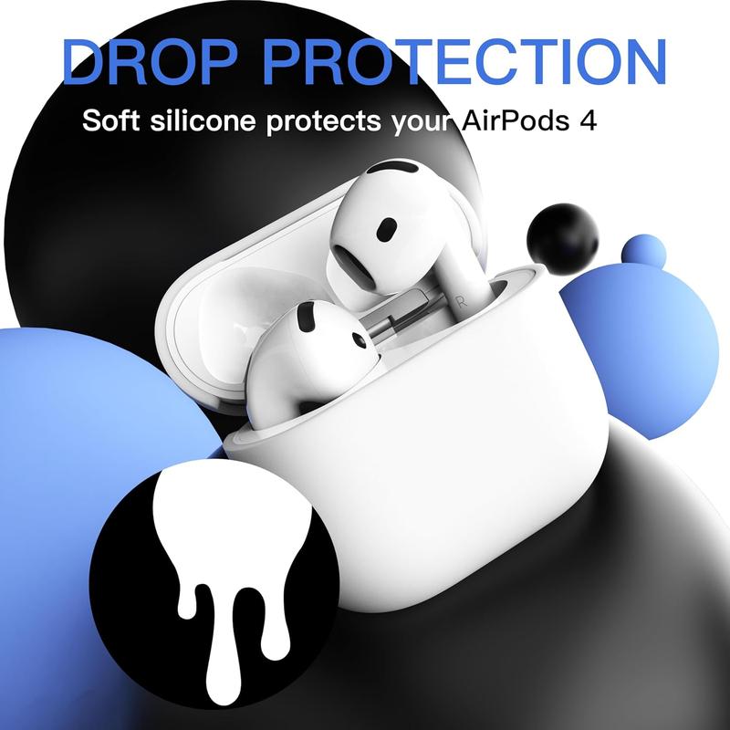 for AirPods 4th Case Cover, Soft   Full Protective Case Cover for Men and Women, Compatible with AirPods 4 with ANC, White