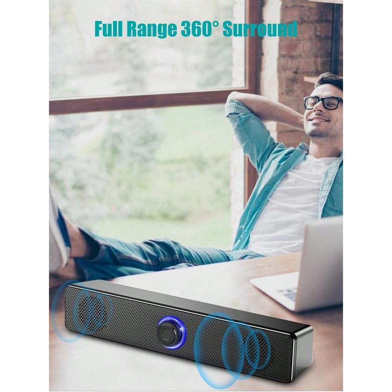 Computer Speaker, Stereo & Noiseless Soundbar For PC, Desktop, Laptop, Tablet, Pad, CD Player, USB Powered