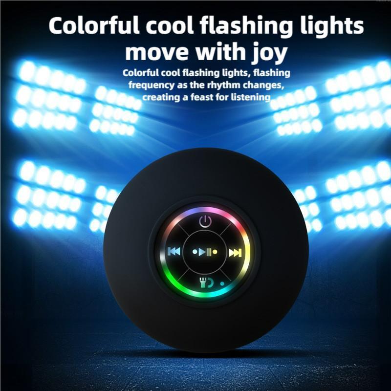 Mini Shower Speaker, Portable Wireless Bluetooth-compatible Speaker with LED Light, IPX4 Waterproof Speaker with Suction Cup for Beach, Shower, Outdoor Camping