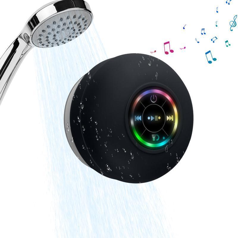 Mini Shower Speaker, Portable Wireless Bluetooth-compatible Speaker with LED Light, IPX4 Waterproof Speaker with Suction Cup for Beach, Shower, Outdoor Camping